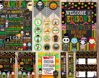 Kids Halloween Birthday Party Bundle, Monster Mash Birthday Party Decorations for Kids, Custom Monster Mash Signs, Kids Halloween Party
