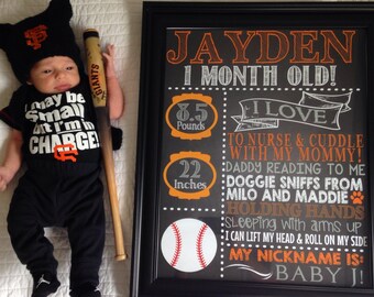 tablica kamieni milowych dziecka, miesięczny znak kamieni milowych, tablica kredowa dla dziecka unikalny kamień milowy pomarańczowo-czarny znak noworodka, kamienie milowe ID# MLEFLG01