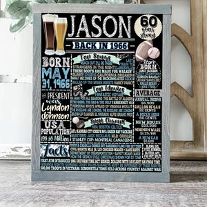Regalo de 60 cumpleaños para él, fiesta de 60 cumpleaños para hombre, regalos únicos de 60 cumpleaños para él, letrero de cumpleaños de 1966, letrero y decoración de 60 cumpleaños para hombre imagen 1