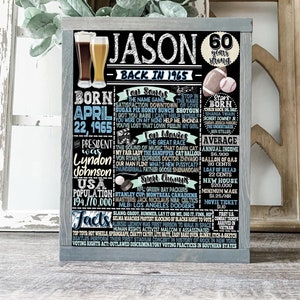 60th Birthday Gift For Him, 60th Birthday Party Man, Unique 60th Birthday Gifts Him, 1965 Birthday Sign, Mens 60th Birthday Sign & Decor