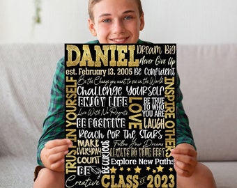 Senior Grad Gifts Boy, Graduation Gifts Boys, Class of 2024 Gift Ideas Cheap, Personalized, Graduation Sign, Inspirational Quotes for Grads