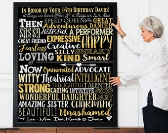 Meaningful Gifts for Daughter, Things We Love About you Sign, Gold 16th Birthday Gift Ideas + Party Decorations, Born in 2010 Poster Prints