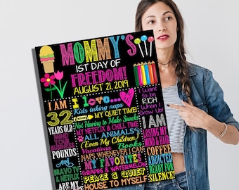 Zurück in der Schule Schild für Mama, lustiger erster Tag der Schule Schild für Mama oder Papa, erster Tag der Freiheit, lustiger 1. Schultag Bilder für Mama