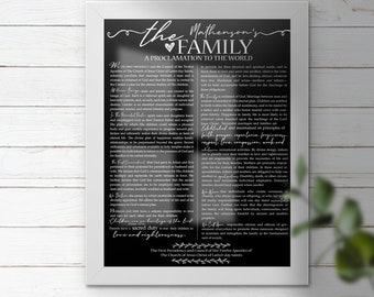 Signe de proclamation de famille imprimable, signe de proclamation au monde, signe de la famille personnalisé, décoration SDJ, cadeaux SDJ, idée de mariage SDJ