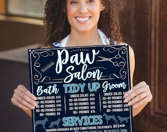 Pet Salon Menu, Dog Groomer, Dog Salon Menu, Dog Grooming Menu Sign, Dog Groomer Business Ideas, Dog Grooming Services Menu Sign, Price List