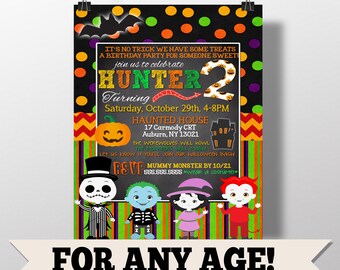 Fiesta de cumpleaños de Halloween para niños, invitaciones para fiesta de cumpleaños de Halloween de Monster Mash, fiesta de cumpleaños de Monster Mash, fiesta de disfraces para niños, lindo Halloween