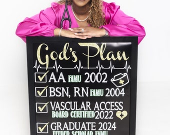 God's Plan Sign for Nursing Student Gifts and Graduation Decor, DNP, BSN, MSN, Nurse Photoshoot Sign, rn, lpn Grad Gifts + Sign Personalized