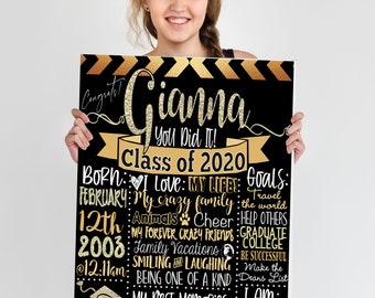 2024 Graduation Board, Gold Black Graduation Party Centerpiece and Decor, Unique Graduation Gift For Daughter, Class of 2024, Adopt a Senior