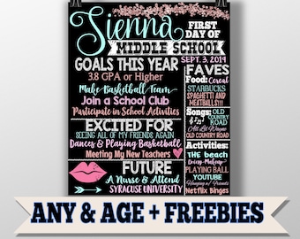 First day of Middle School Sign or High School - Teenagers First Day of School Photo Prop & Ideas - First Day of School Signs 2026