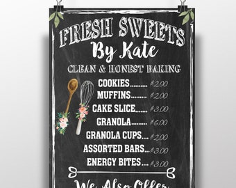 Chalkboard Menu, ANY BUSINESS, Custom menu, bakery signs, bakery menu, custom business menu chalkboard style, business signs customized