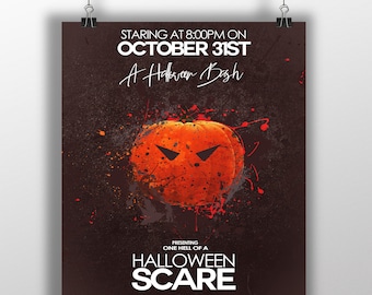Halloween Party Invitations With Pumpkin Watercolor