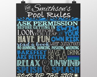 Pool rules sign, custom outdoor chalkboard style pool sign, pool rules sign, custom pool rules sign for home, pool decor ideas SGNOUT01