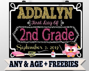 1st day of school sign, 1st day of 2nd grade sign, first day of school sign, custom 1st day of school signs printables, digital 1st day of