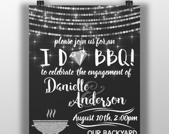 I do BBQ invite, I do BBQ invitation, couples shower invitation, engagement party invites, summer engagement party bbq invitation, I Do BBQ