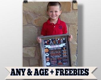 Boys first day of school sign - sport balls school signs - first day of school sign for boys - 1st day of school chalkboard printable signs