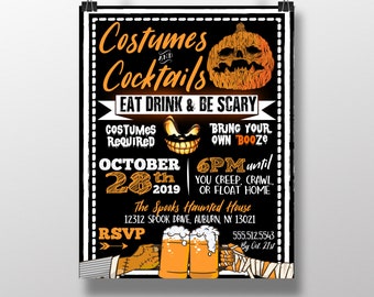 Adult Halloween Party, Halloween Decor, Halloween Invitation, Halloween Party Invites, Pumpkin Halloween Invitation Printables, Scary Invite