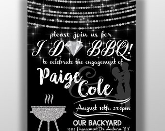 Engagement Party invitations, bbq engagement party ideas, backyard engagement party, summer engagement party, bw engagement invites, I do