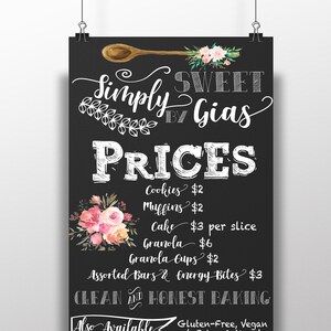 styles de menus d'entreprise, menu d'affaires personnalisé, enseignes d'entreprise personnalisées, enseignes d'entreprise florales, menu shabby chic, enseigne d'entreprise shabby chic