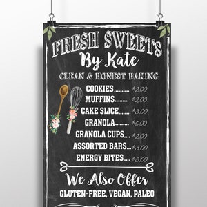 Menú de pizarra, CUALQUIER NEGOCIO, Menú personalizado, letreros de panadería, menú de panadería, menú de negocios personalizado estilo pizarra, letreros comerciales personalizados