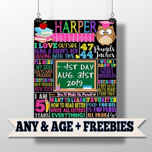 First day of school chalkboard sign - first day of school sign - first day of school sign - girls first day of preschool sign