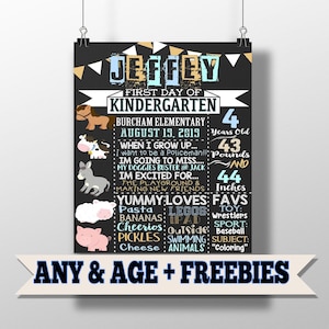 Farm Animal first day of school sign - boys first day of school sign - kids 1st day of school sign printables - 1st day of preschool signs