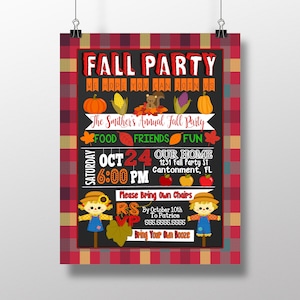 Fall party invites - fall festival invitations - plaid fall invites - oktoberfest invites - fall fest party - persaonlized fall invitations