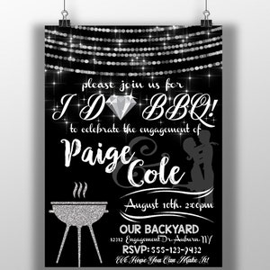 Engagement Party invitations, bbq engagement party ideas, backyard engagement party, summer engagement party, bw engagement invites, I do