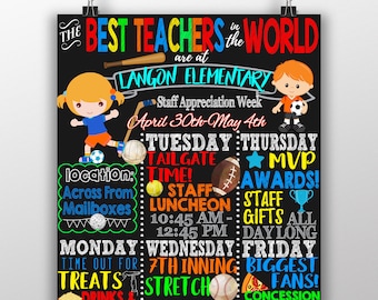 Best Teachers in the World Decor, Teacher & Staff Appreciation Week Poster 2026, Sports Themed Appreciation Week, Champion Teachers, #1 2026