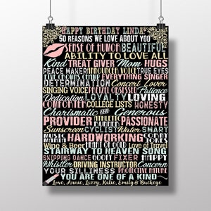 50e verjaardagscadeaus voor vrouwen, 50 Things We Love About You-bord, 50e verjaardag, vrouwen 50e verjaardag, feestdecoraties 50e verjaardag, 50e verjaardag