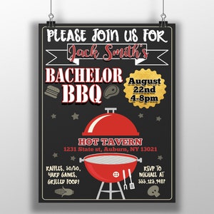 BBQ Bachelor party, guys backyard stag party invites, bachelor bbq party invites, custom bachelor party invitations, modern bachelor parties