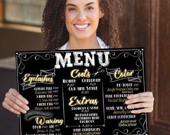 美容室の料金表、まつげメニューサイン、魅力的な美容室の料金表