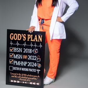 Gottes Plan Zeichen für Abschlussfeier, BSN, MSN, PMHNP Geschenke, Abschlussgeschenke für Krankenschwestern, Krankenschwester-Fotoshootings, Gottes Plan für Krankenschwestern-Graduierte