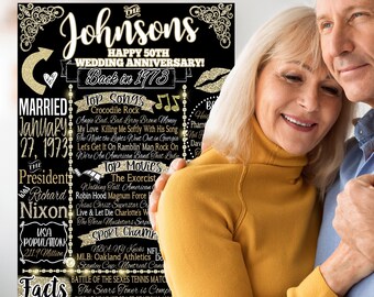 50. Hochzeitstag, einzigartiges 50 Jahre Ehegeschenk, 50 Jahre verheiratet, verheiratet 1975 Zeichen, Geschenkideen zum 50