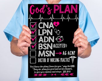 Nurse Practitioner Gift, LPN Gifts, Nurse Graduation Photoshoot Signs & Props, Personalized Nurse Gifts, Gods Plan Sign for Nurse Grads 2026