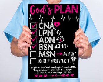 Nurse Practitioner Gifts, LPN Gifts, Nurse Graduation Photoshoot Signs and Props, Personalized Nurse Gifts, Gods Plan Sign for Nurse Grads