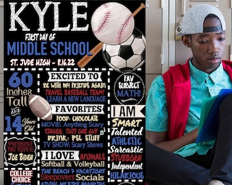 Boys first day of High School sign, High School First Day of School Sign for Son, His 1st day of School Poster Printable, Middle School Sign