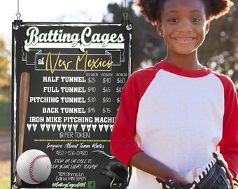 Batting Cage Business Ideas, Basell Sport Services, Personalized Business Menus, Sport Center Menu Sign, Sport Businesses Ideas, Unique Sign