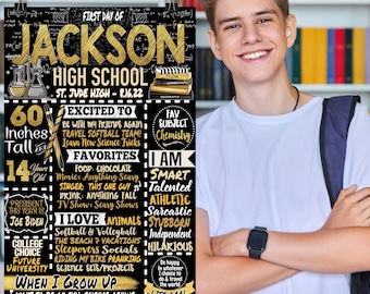 High School First Day of School Sign, Middle School 1st Day of School Sign for Boys or Girls, Modern Back to School Poster Sign Printables