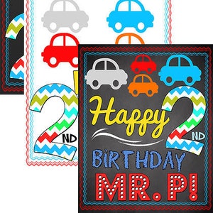 Car happy birthday sign customized, custom transportation happy birthday chalkboard sign; great for little boys automobile birthday parties