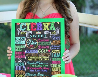 Neon sweet 16th birthday, glow in the dark sweet 16, glow in the dark 16th birthday party, neon 16th party, 16th birthday board bright digit