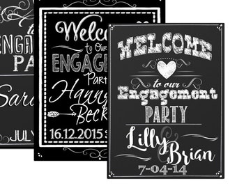 Engagement Party welcome sign, custom engagement decoration, welcome sign for engagement parties, engagement ideas, chalk style, SGNWED06