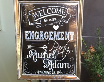 Chalkboard Engagement Party Welcome Sign, welcome to our engagment party sign, engagement chalkboard style, engagement party decor, i do