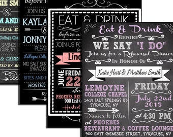 Eat and drink before we say I Do invitation, unique rehearsal dinner invitations, modern rehearsal dinner ideas and decor, custom, INVWED01