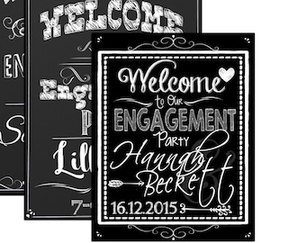 enagement decor, engagement party welcome sign, welcome to our engagement party chalkboard style, engagement decor, modern engagement party