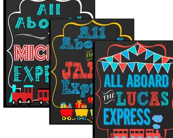 All aboard express sign, train birthday decor, custom train birthday sign, custom all aboard sign, unique train birthday party ideas BRDaut
