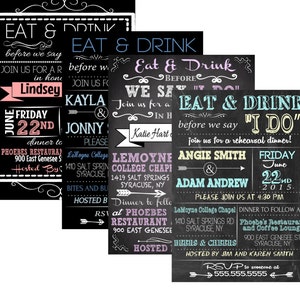 Eat drink I do invitations, eat and drink before we say I do invite, modern rehearsal dinner invitation ideas, wedding rehearsal, INVWED01
