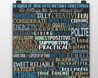 60 Things We Love About you For your 60th Birthday Gift for Men, Unique 60th Birthday Gifts Personalized, 60 Birthday Love for Man born 1964