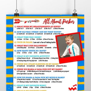 First birthday game, birthday party games, birthday triva, 1st birthday game ideas, girls 1st birthday boys 1st birthday trivia