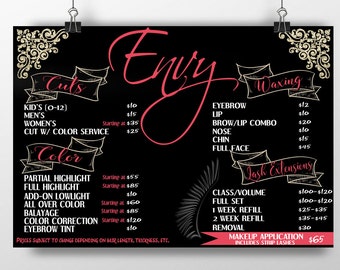 Beauty salon pricing menu sign, haircut sign, hair salon sign, beauty salon sign, salon pricing menu, spa menu, business signs