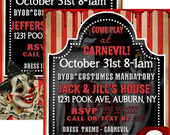 clown invitation etsy